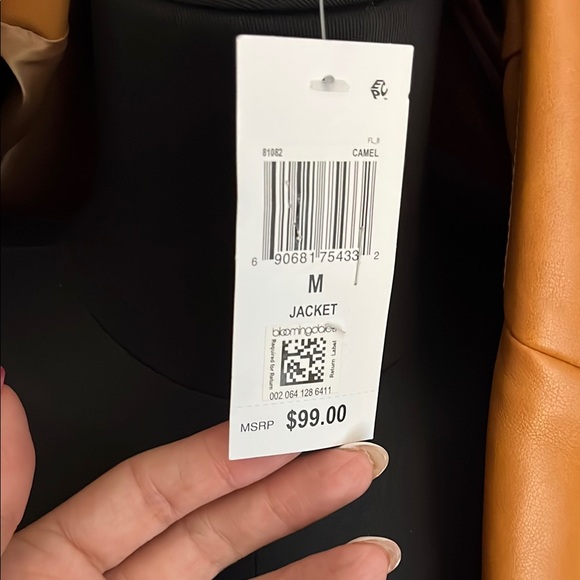 Bagatelle Tan Leather Blazer Modern Tailored Design - Picture 4 of 7